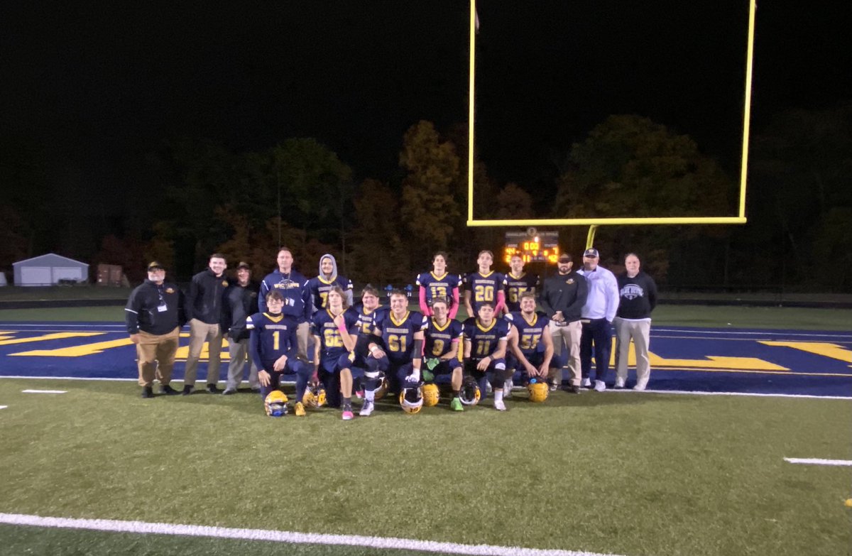 wickliffefb's tweet image. Tonight the 2024 Blue Devils, led by these seniors, take on Toronto in the playoffs. This team became the 12th Wickliffe team in school history to make the playoffs. Let’s get another week together fellas! #DevilUp