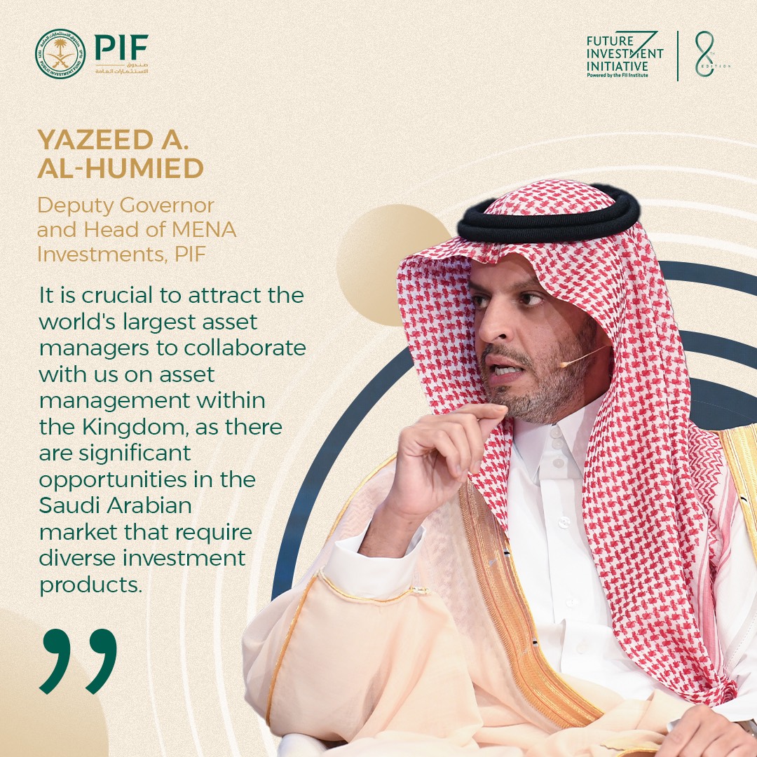 PIF_en's tweet photo. Yazeed Alhumied, #PIF Deputy Governor and Head of MENA Investments, spoke on the "Reshaping the Asset Management Industry in Saudi Arabia, What Has Been Achieved So Far?" panel at #FIl8's PIF #AssetManagementForum. https://t.co/PwUW6qwtwx