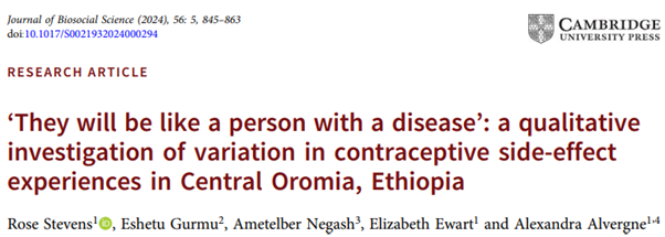 rosestevens8's tweet photo. 📢 Which women are most at risk of side-effects from hormonal contraception? 👇

Check out our new qualitative analysis of Ethiopian women’s perspectives on variation in contraceptive side-effects in the Journal of Biosocial Science: https://t.co/tOzLIXugg2

Findings below https://t.co/SVNS47pZVZ