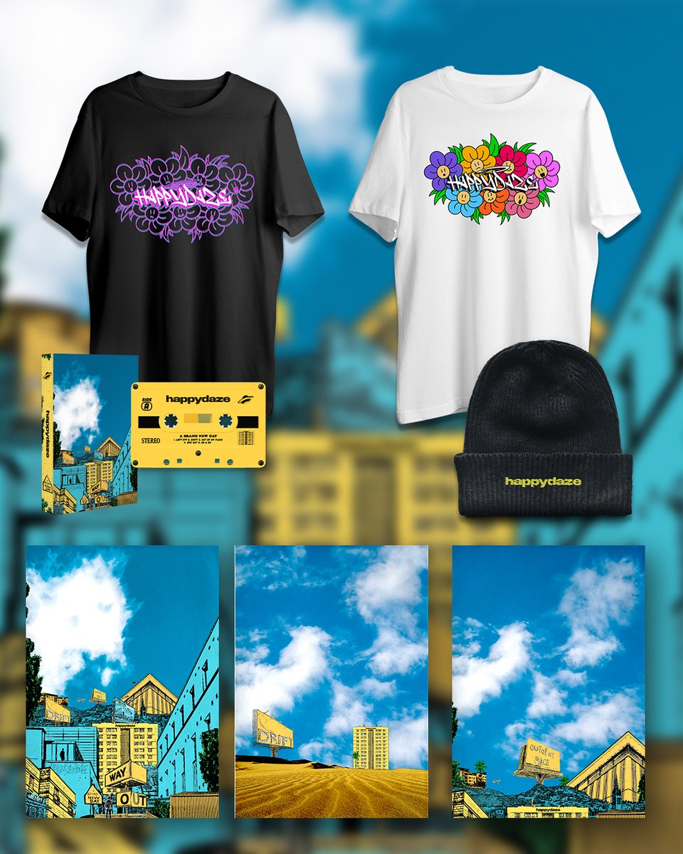 A Brand New Merch Drop, pre-orders live at our online store now! ☀️ Merch Bundle only available as pre-order until Friday 8th November. Cassettes come with digital download including bonus unreleased tracks. happydazeuk.sumupstore.com