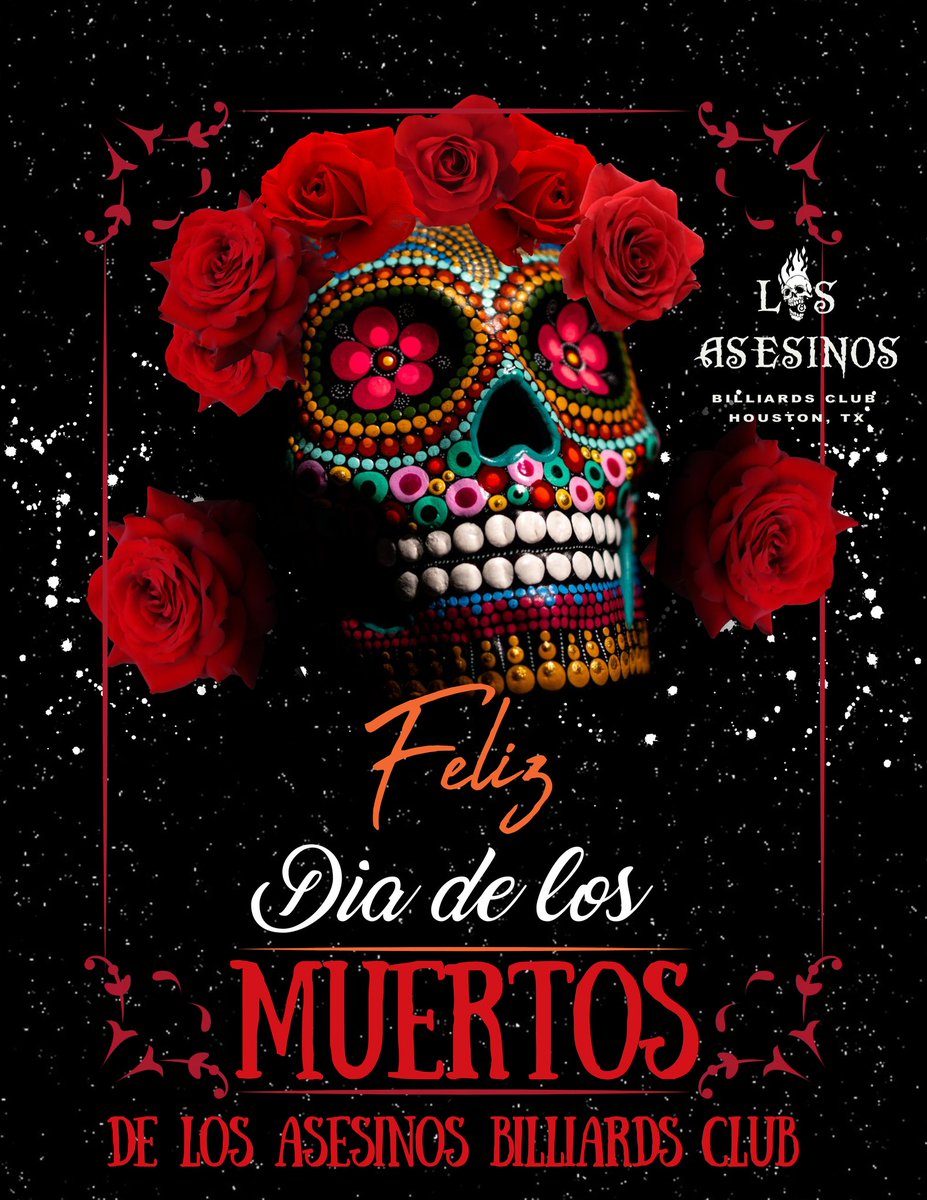 losasesinoshtx's tweet photo. Feliz día de Los Muertos from Los Asesinos Billiards Club.

Día de los Muertos, or Day of the Dead, is a traditional Mexican holiday honoring and remembering loved ones who have passed away.

#losasesinosbilliardsclub #felizdiadelosmuertos #celebrandolavida #ofrendas #pandemuerto https://t.co/xbDe2NtQVp