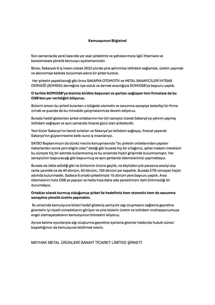 Kamuoyunun bilgisine sunariz !!!