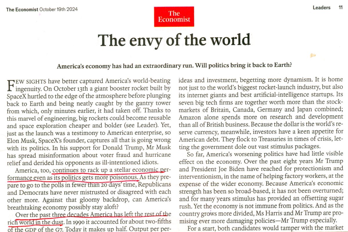 RedhoodRory's tweet photo. The Economist, 9/10/24, cover story.  @AVindman @TuckerCarlson @damedenisemina @Jenni_Fagan @bryonygordon @caitlinmoran @carolvorders https://t.co/S06L6U10E1
