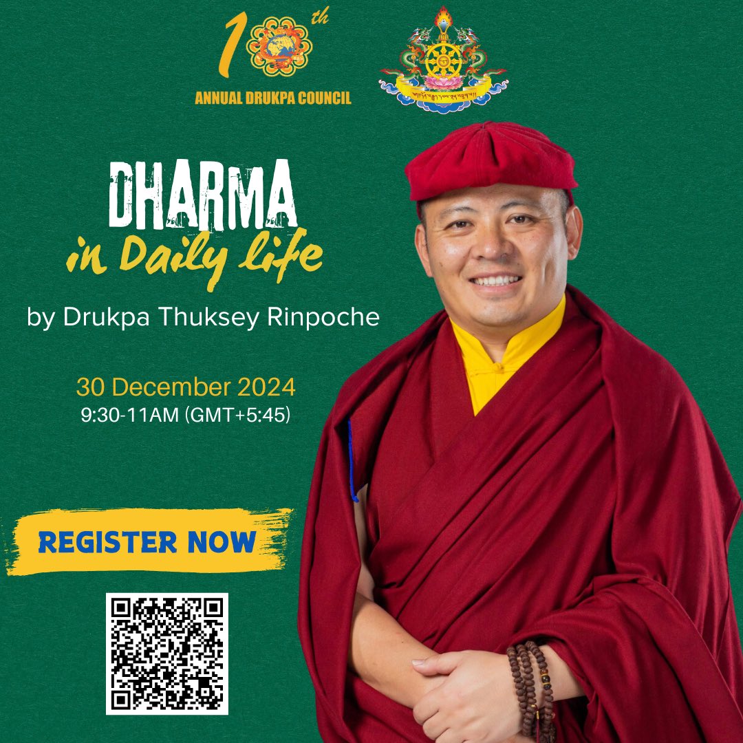How can we integrate Dharma in our daily lives? Drukpa Thuksey Rinpoche will guide us through this at the upcoming Annual Drukpa Council. 

🗓️: 30 December 2024
⏰: 9:30 - 11:00 am ( GMT +5:45) 

Don’t miss! Register here: shorturl.at/QQu8r

#AnnualDrukpaCouncil
#10ADC