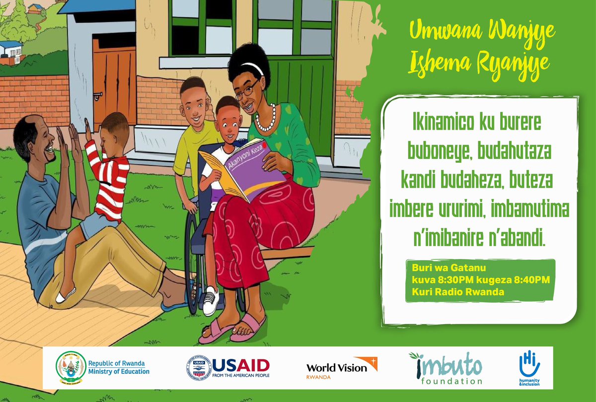 Ntucikwe n’ikinamico #UmwanaWanjyeIshemaRyanjye!

Episode y’uyu munsi irakangurira ababyeyi gufasha abana babo mu bikorwa byo gusubiramo amasomo mu rugo. Ababyeyi barasabwa kugenera abana umwanya bakabasomera ibitabo buri munsi, kandi  bagakurikirana ko bakora imikoro yo ku