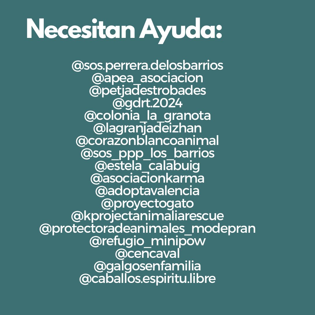 Carolin37194465's tweet photo. Santuarios y refugios que necesitan ayuda #dana #valencia #refugio https://t.co/a4TGKmI252
