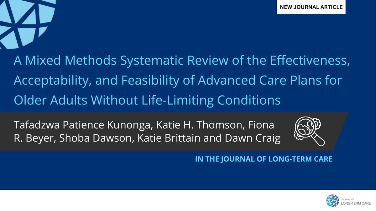What is the effectiveness, acceptability + feasibility of #AdvancedCarePlans for older adults without life-limiting conditions? 📰

Authors explore the evidence in this systematic review:👉 journal.ilpnetwork.org/articles/10.31…