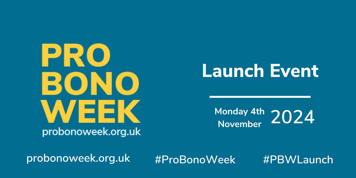 📣 Pro Bono Week 2024 official launch event: More tickets released! 📣

Over 150 people have registered to join the exciting event, celebrating the life-changing impact of pro bono work across the UK. Will you be there?

⚖️ Anyone in the legal, charity or advice sector can join!