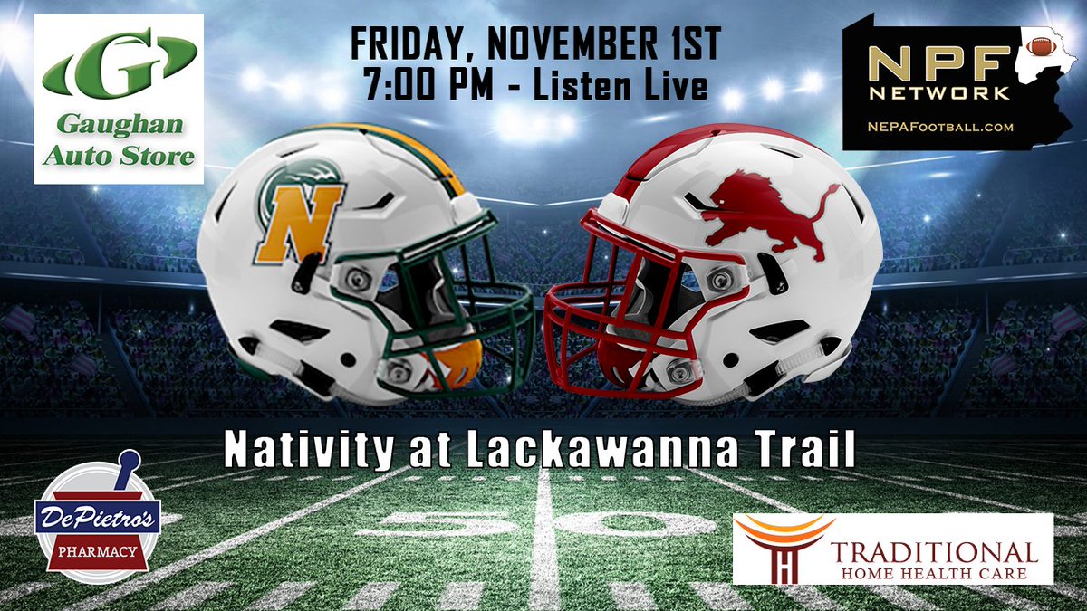 Listen live Friday as Lackawanna Trail takes on Nativity in the Class 1A Subregional Semifinal. Pregame Show at 6:45pm. Kickoff 7:00pm
Tom Donlick and Dan Donlick on the call.
meridix.com/channel/?livei…