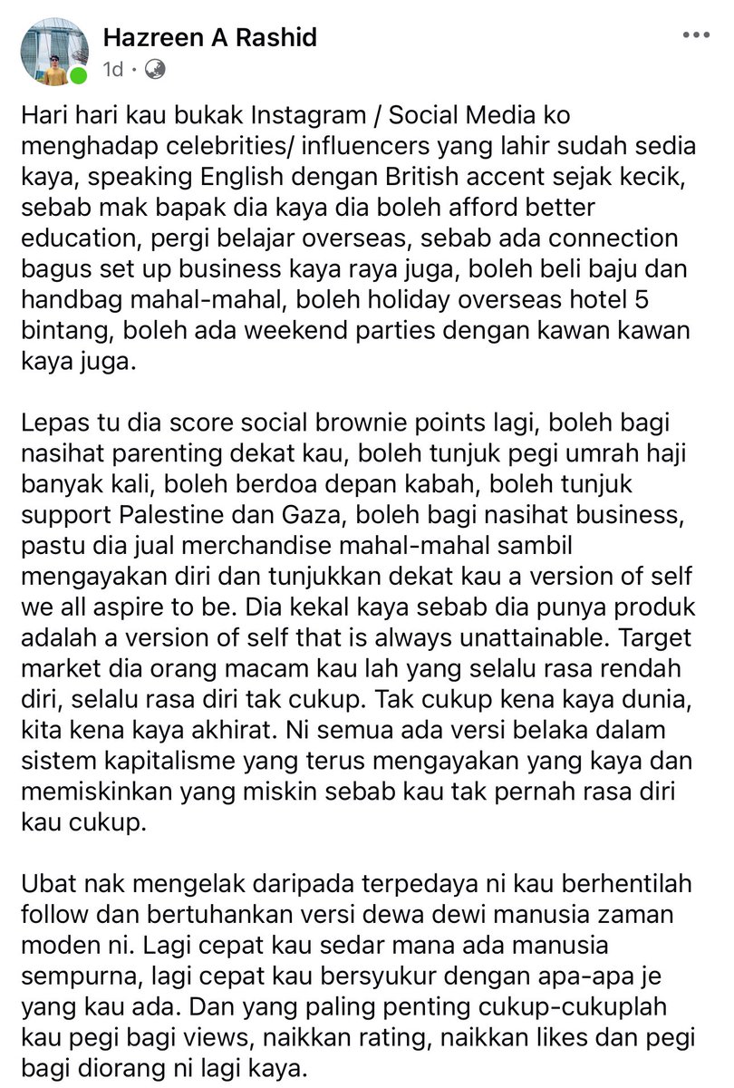 khairul_hafidz's tweet photo. Saya kongsikan pandangan Dr @HazreenAbdul di platform X ini.

Saya bersetuju 100%.

Bak kata Dr Hazreen, "Hidup ini jangan berpaksikan versi dewa dewi manusia zaman moden".

Nak jadikan sumber semangat tiada masalah, tapi jangan sesekali "bertuhankan" manusia. https://t.co/S3OmmQxbpw