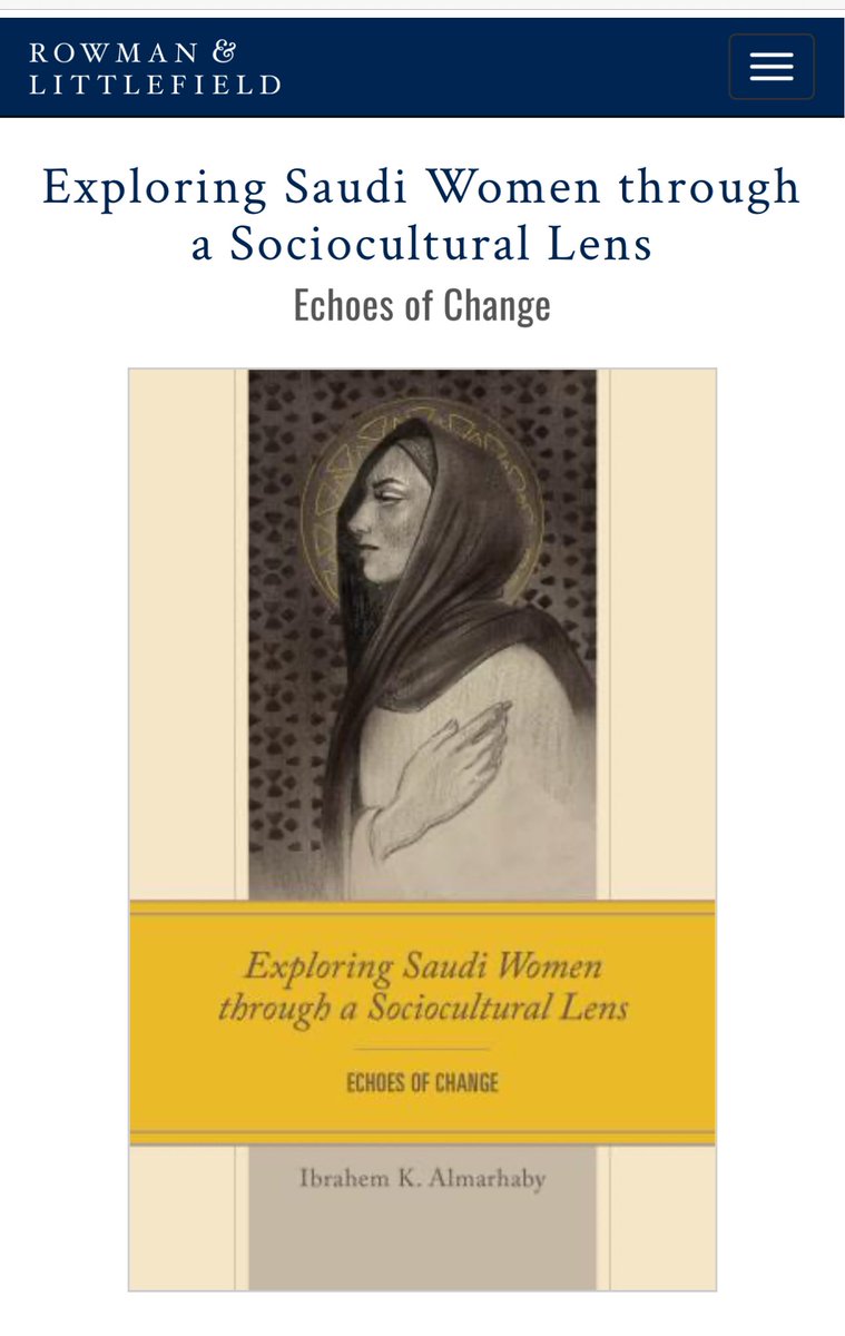 Almarhaby's tweet photo. بفضل الله،
دخل كتابي المعنون بـ: 
Exploring Saudi Women Through a Socio-Cultural Lens: Echoes of Change؛ مرحلة الطباعة بدار النشر الأمريكيَّة المحكَّمة: (Lexington Books, An imprint of Rowman & Littlefield)؛ ليصدر عنها خلال الأيام المقبلة بمشيئة الله، وهو في أصله نتاج علمي قُدِّم لنيل درجة الدكتوراه من جامعة مانشستر، آملًا أن يجد طريقه إلى كل المهتمين والمهتمات.

https://t.co/MBqY1Qvjq8