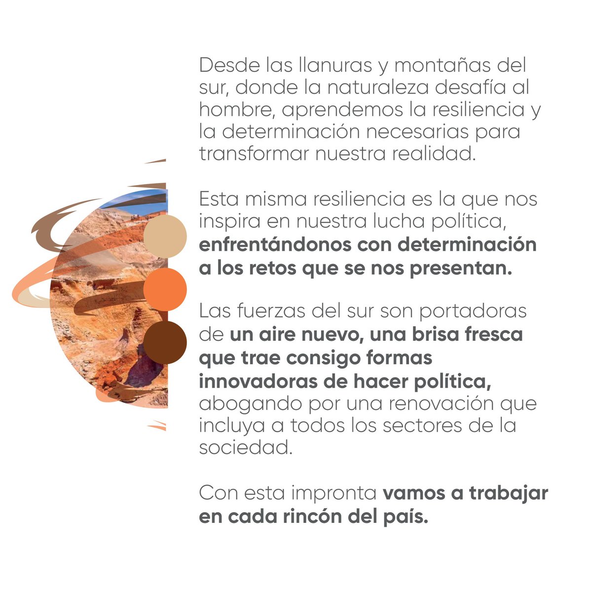Desde el sur, llega la fuerza necesaria para transformar la Argentina. Un movimiento político dispuesto a liderar con integridad y compromiso. Juntos, vamos a construir un futuro mejor para todos.