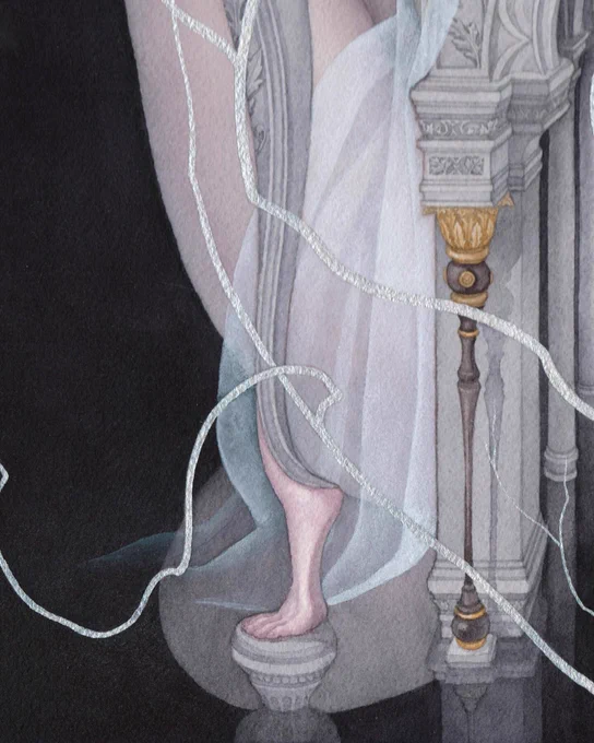 Gallery MUMONにて開催中の個展『思考する庭』より。「回廊」P10号作品はwebからもお取り扱いいただいておりますので、よろしければご覧いただけますと幸いです。 