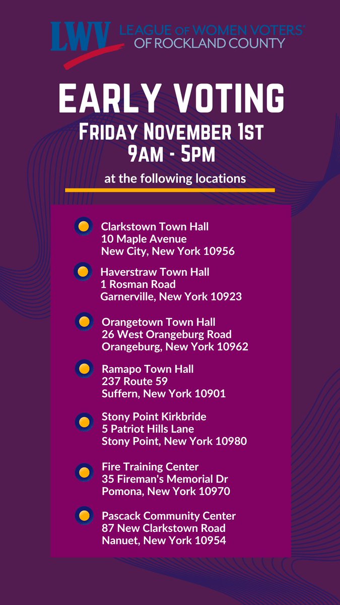 EARLY VOTING CONTINUES TODAY! 🗳️ 

Schedule and locations for Rocklanders. 👇