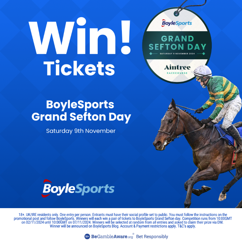 BoyleSports's tweet photo. 🎟 Win tickets to BoyleSports Grand Sefton Day at @AintreeRaces

To enter:
✅ Follow @BoyleSports
🔁 RT this post
💬 Tag the person you would take

🔞 Click below for full terms &amp; conditions

#GrandSefton