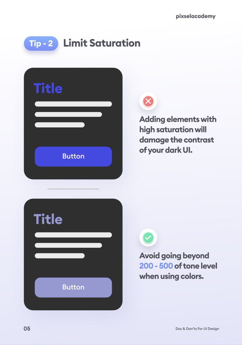UiSavior's tweet image. 50 UI Design Tips by pixselacademy, Let's level up our design game! 💪
Complete thread 🧵 👇 #UIDesign #Tips #DesignTwitter