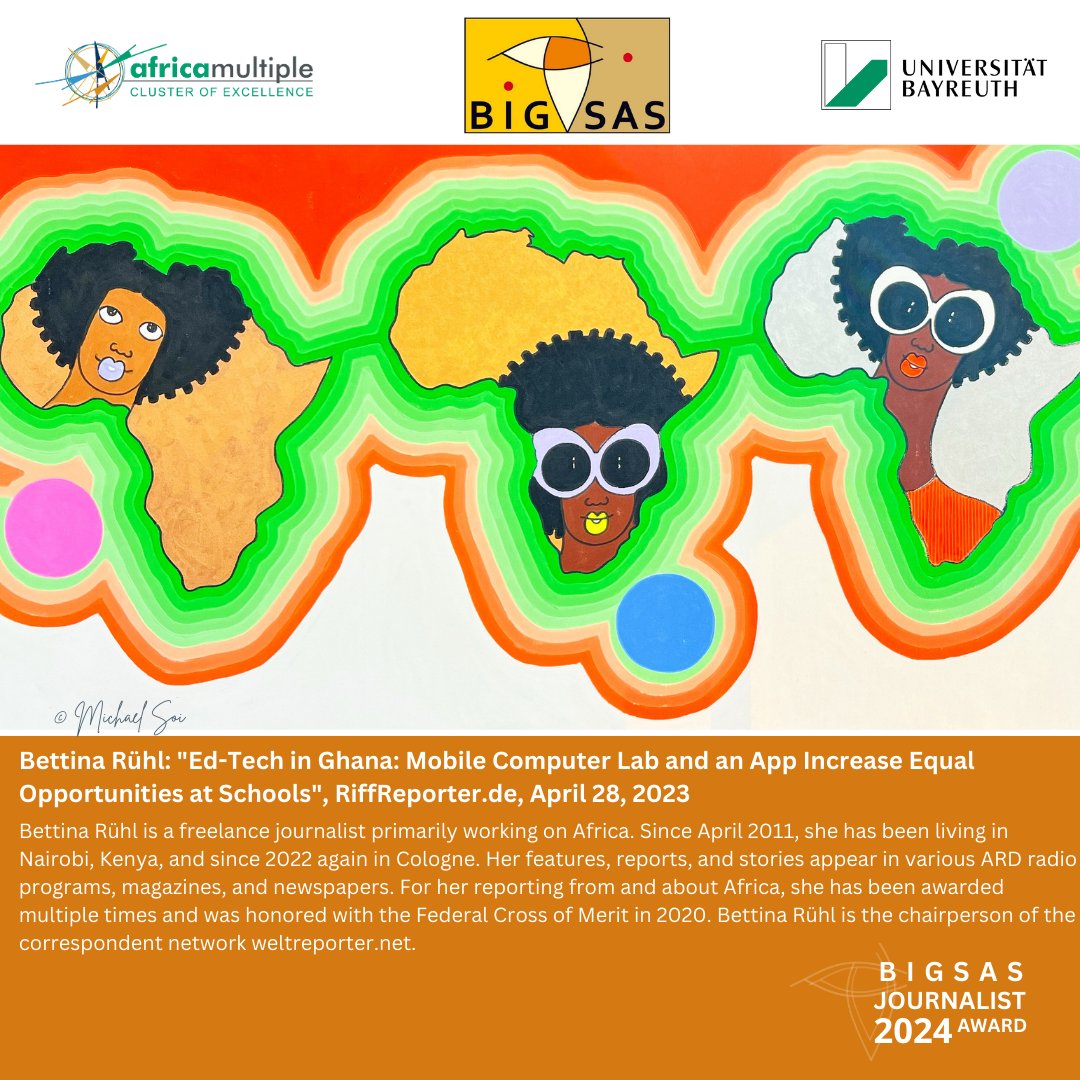ClusterAfrica's tweet photo. Weโre thrilled to complete our showcase of this yearโs exceptional shortlist for the 2024 BIGSAS Journalist Award!
๐
Reminder: If you would like to attend the ceremony, today is the your last chance to register, donโt miss it!
#AfricaMultiple #BIGSAS #Journalismus #Afrika https://t.co/9OThqIrwQ8