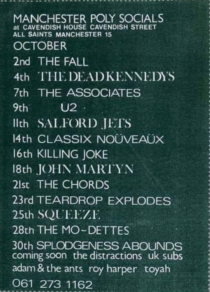 Coming up at Manchester Polytechnic...