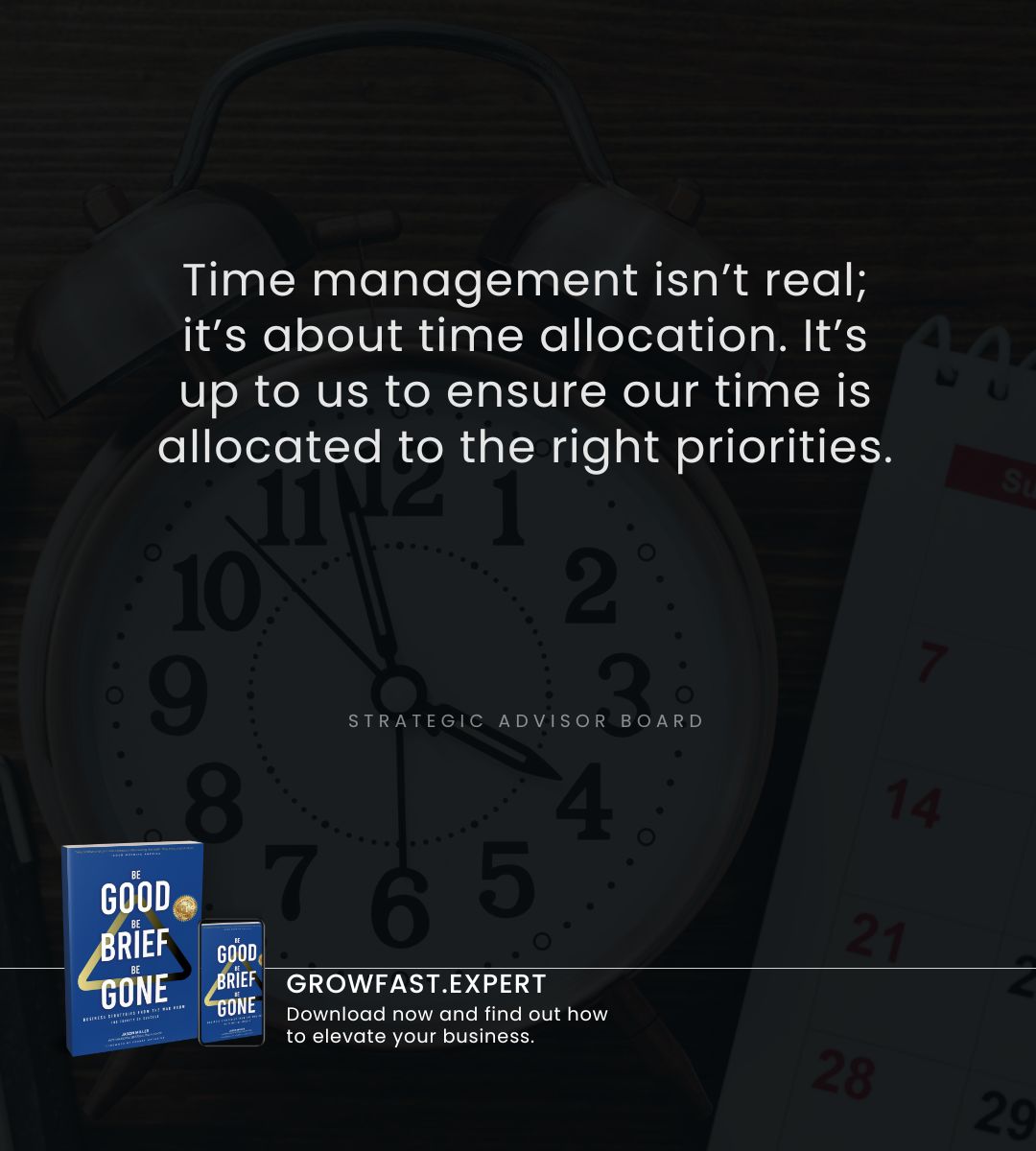 BoardStrategic's tweet image. The concept of time management is a bit of a myth—it’s all about intentional time allocation.

📘Grab My Free Book Now: growfast.expert 

#TimeAllocation #FocusOnPriorities #IntentionalLiving #MaximizeYourDay