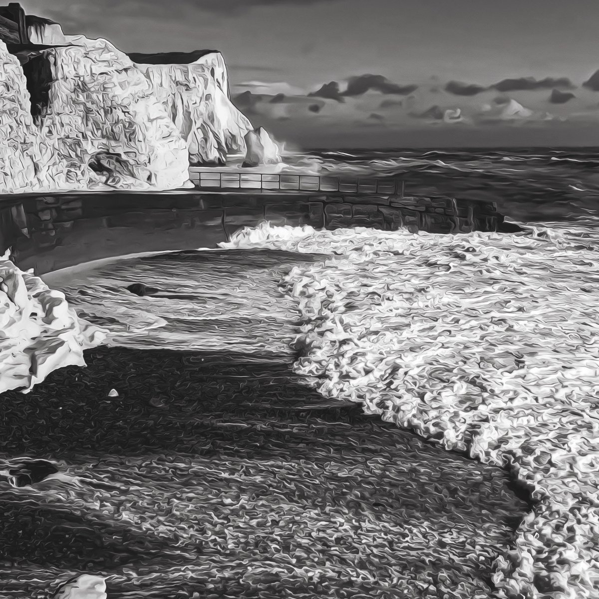 Taylor_Prints's tweet photo. Captured in black &amp; white, this piece highlights the dramatic waves &amp; rugged beauty of the Seaford Head cliffs. Inspired by the power of nature.

https://t.co/te8dKL7g0q

#TaylorPrints #SeafordHead #DigitalArt #BlackAndWhite #CoastalArt https://t.co/EzUh9h6UOP
