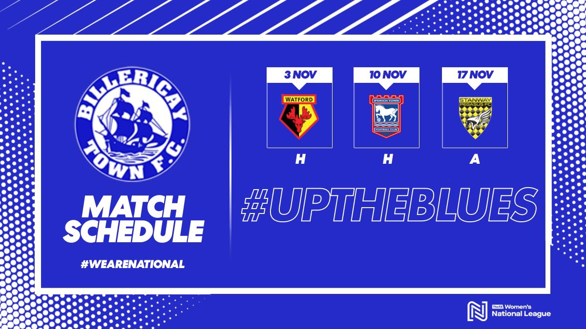 A big month of football ahead for the blues featuring two FAWNL Reserve league games and a Second Round County Cup match 💙

#BTFCW