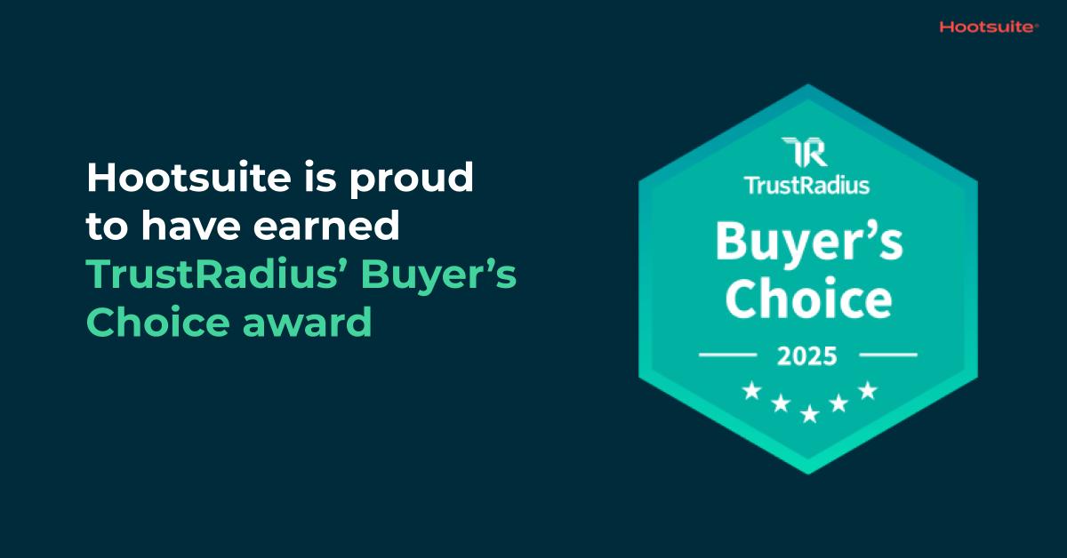 HootWedd's tweet photo. We're thrilled to announce that Hootsuite has won TrustRadius’ 2025 Buyer’s Choice Award 💪

 A big thanks to our amazing customers for leaving us reviews that make these awards possible. Read more about the award here: https://t.co/9VAfur49aZ https://t.co/eGlpLpJb8z