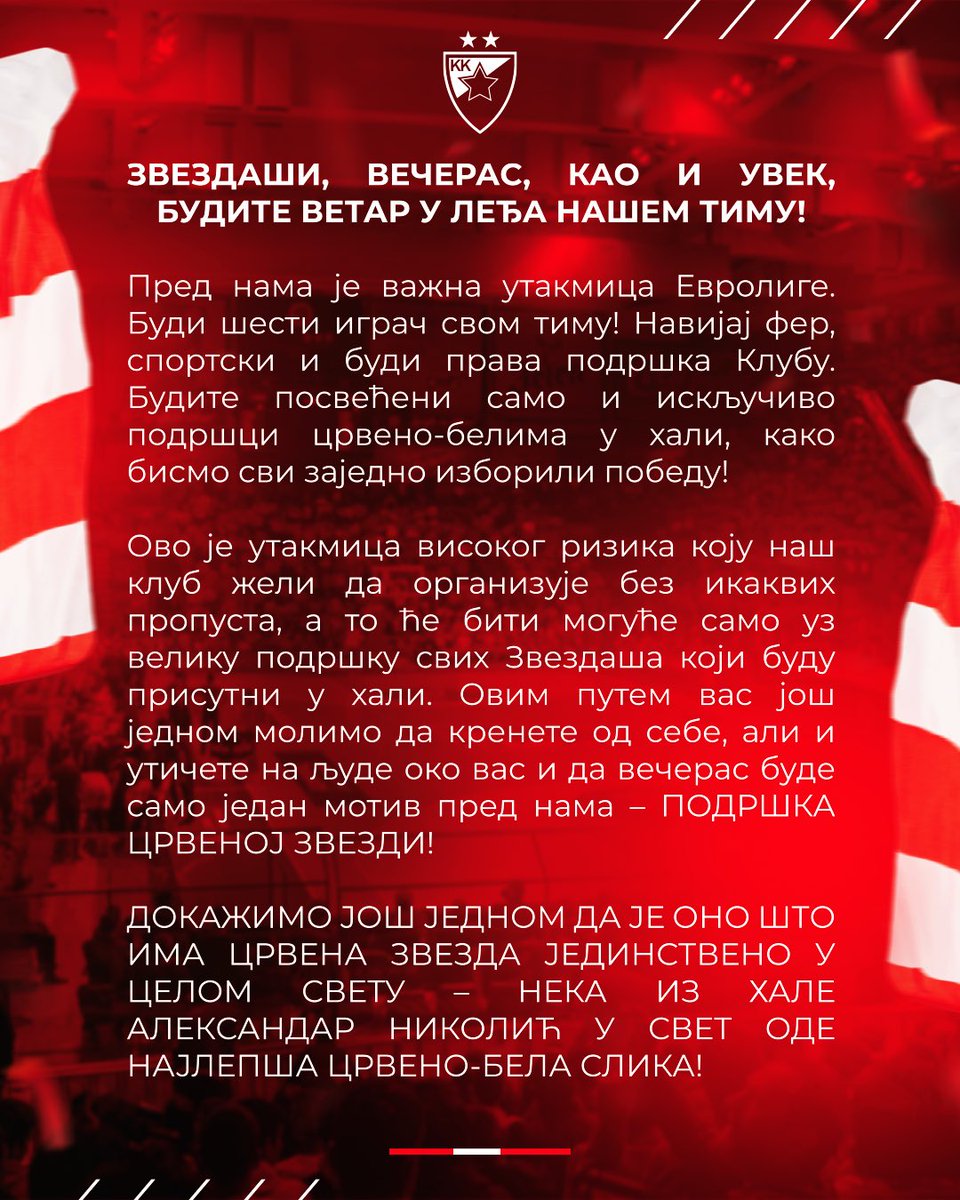 KK Crvena zvezda Meridianbet tweet media
