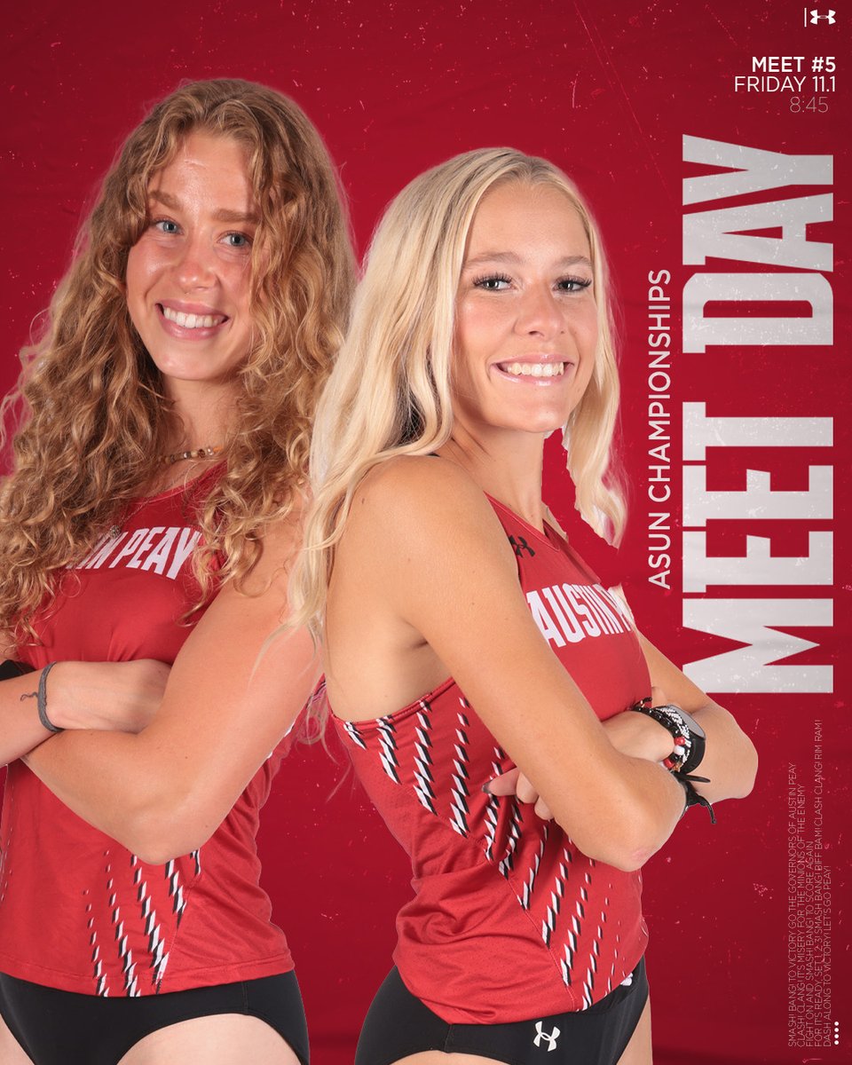 GovsXCTF's tweet photo. 𝗖𝗛𝗔𝗠𝗣𝗜𝗢𝗡𝗦𝗛𝗜𝗣 𝗠𝗘𝗘𝗧 𝗗𝗔𝗬‼️🎩

🆚 ASUN Championships
🕐 8:00 AM, 8:45 AM
📍Cecil Park
🌆Jacksonville, FL.

#APXC | #LetsGoPeay https://t.co/nL4fhuZqKG
