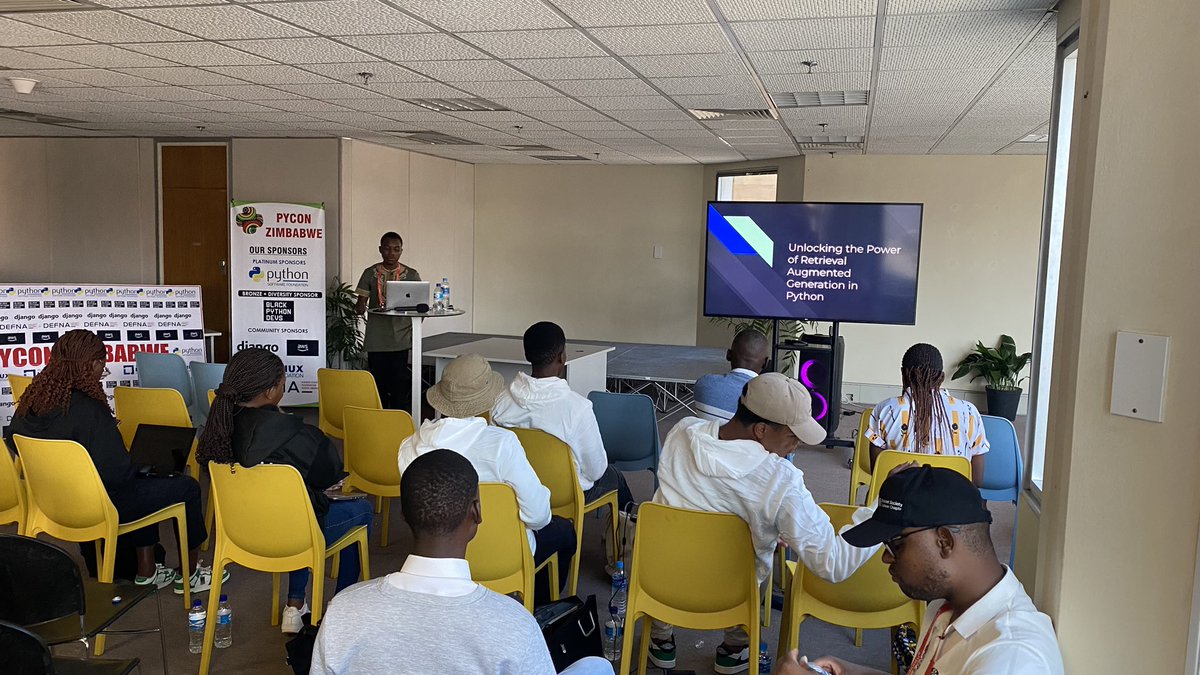 pycon_zim's tweet image. Next talk Sam Zama, speaking about: Unlocking the Power of Retrieval-Augmented Generation (RAG) with Python
#pyconzim