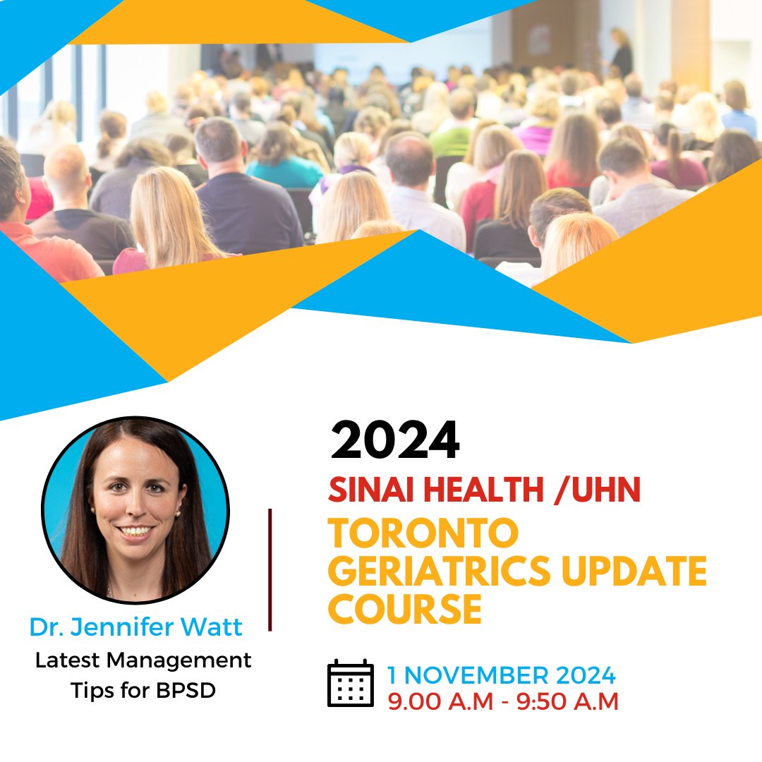 Sinai/UHN Healthy Ageing and Geriatrics Program (@sinaigeriatrics) on Twitter photo First up, Dr. Jennifer Watt (<a href="/JennAnnWatt/">Jennifer Watt</a>), a Geriatrician & Clinical Scientist will be presenting the Latest Management Tips for BPSD. Be sure to tune in now to gain the latest insights for managing Behavioural and Psychological Symptoms of #Dementia (BPSD). #TGU2024 First up, Dr. Jennifer Watt (<a href="/JennAnnWatt/">Jennifer Watt</a>), a Geriatrician & Clinical Scientist will be presenting the Latest Management Tips for BPSD. Be sure to tune in now to gain the latest insights for managing Behavioural and Psychological Symptoms of #Dementia (BPSD). #TGU2024