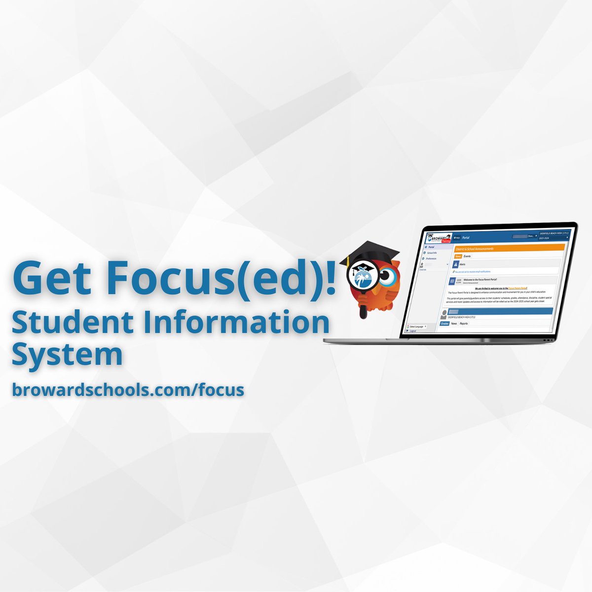 𝐑𝐞𝐦𝐢𝐧𝐝𝐞𝐫: Stay informed with Focus, the new Student Information System! Access student schedules, attendance, and grades all in one place.

Visit browardschools.com/focus for more details.