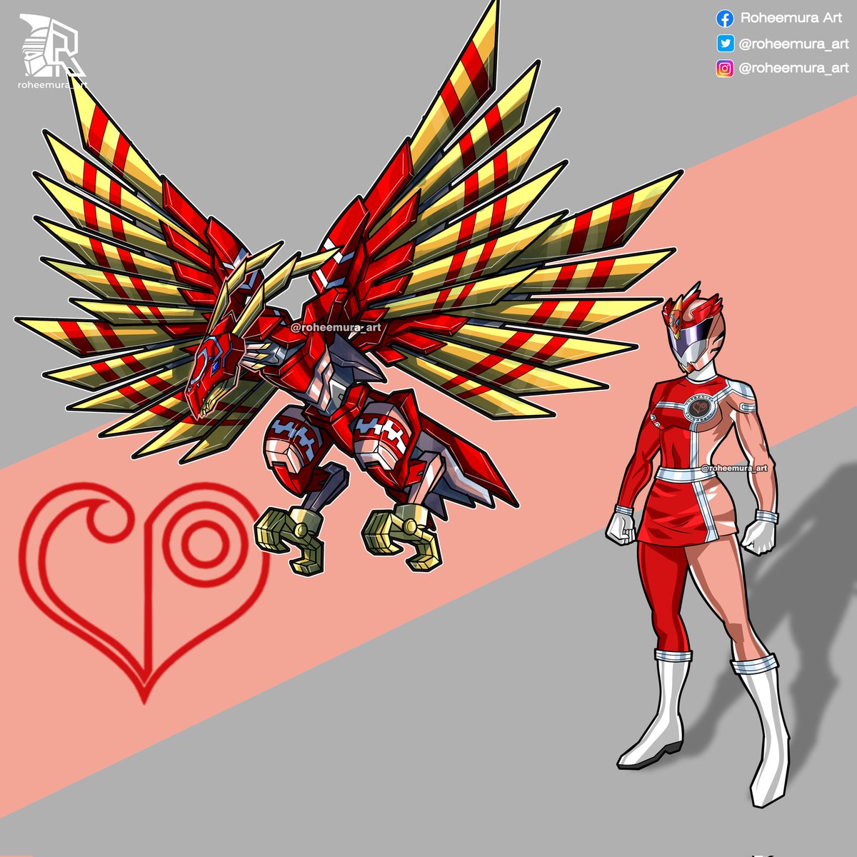 roheemura_art's tweet photo. #Digisentai / #digirangers no 3
Red ranger of Love
With his zord, Zordbirdgarudamon
Again, i try to combine several aspect like #birdramon / #garudamon and also #phoenixmon (it has 4 wings). And i also want to keep the 'bird' aesthetic on the zord rather than humanoid https://t.co/dxveDNXc40
