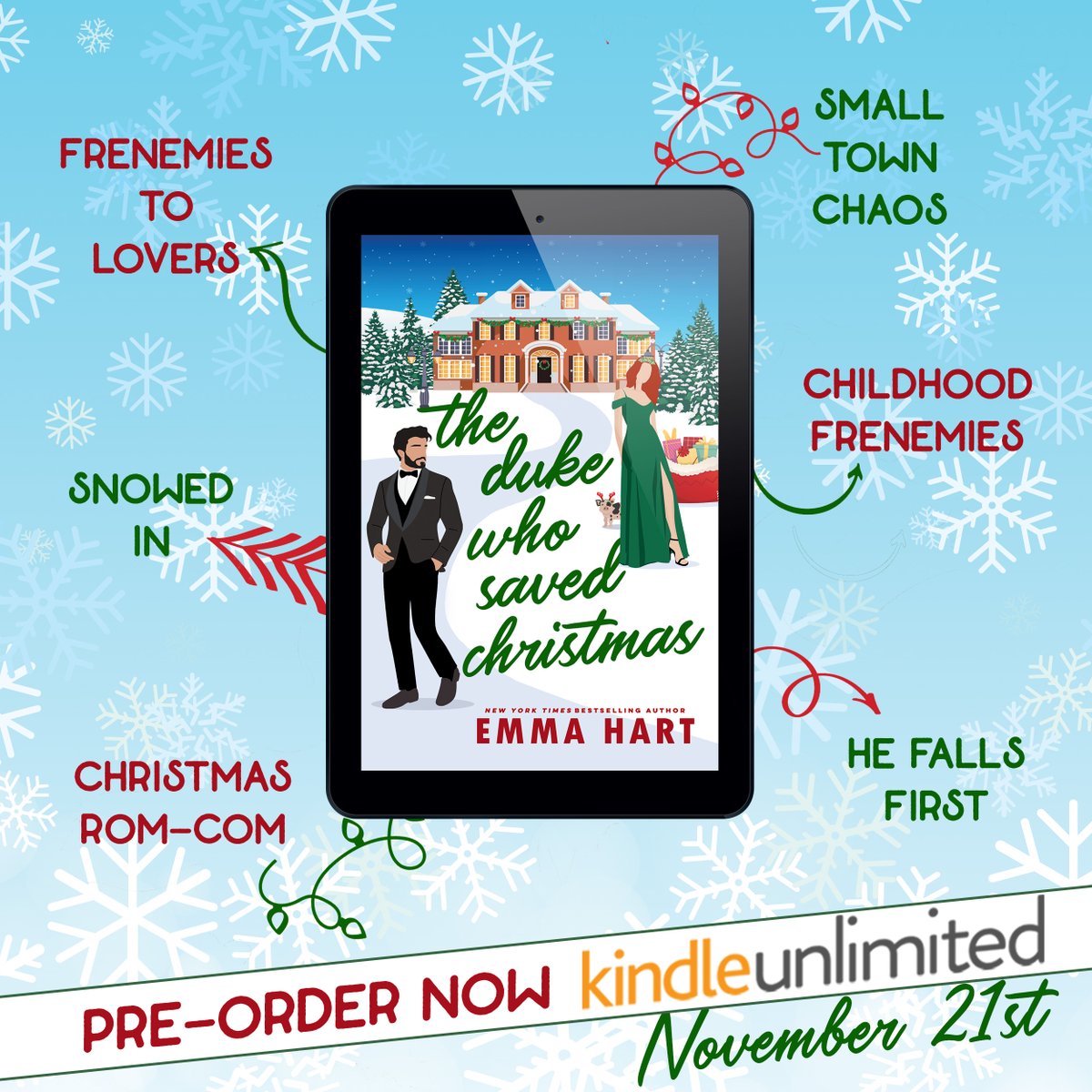 It's cover reveal day for my upcoming Christmas romcom! There's also a mini pig who wears Christmas jumpers, and that is Very Important Information.

PRE-ORDER for 99c (or KU): geni.us/DukeWhoSavedCh…
Bloggers for review: forms.gle/WL393qhNw2chUf…