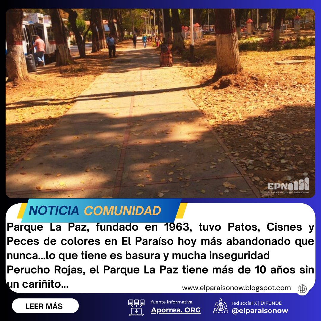 El mítico parque La Paz en El Paraíso fundado en 1963, hoy es uno de los parques más peligrosos y abandonados de la ciudad de Caracas. Innumerables asesinatos y violaciones se han perpetrado  en sus 1500 metros de territorio...
#⃣ Caracas Venezuela Banco Central de Venezuela
