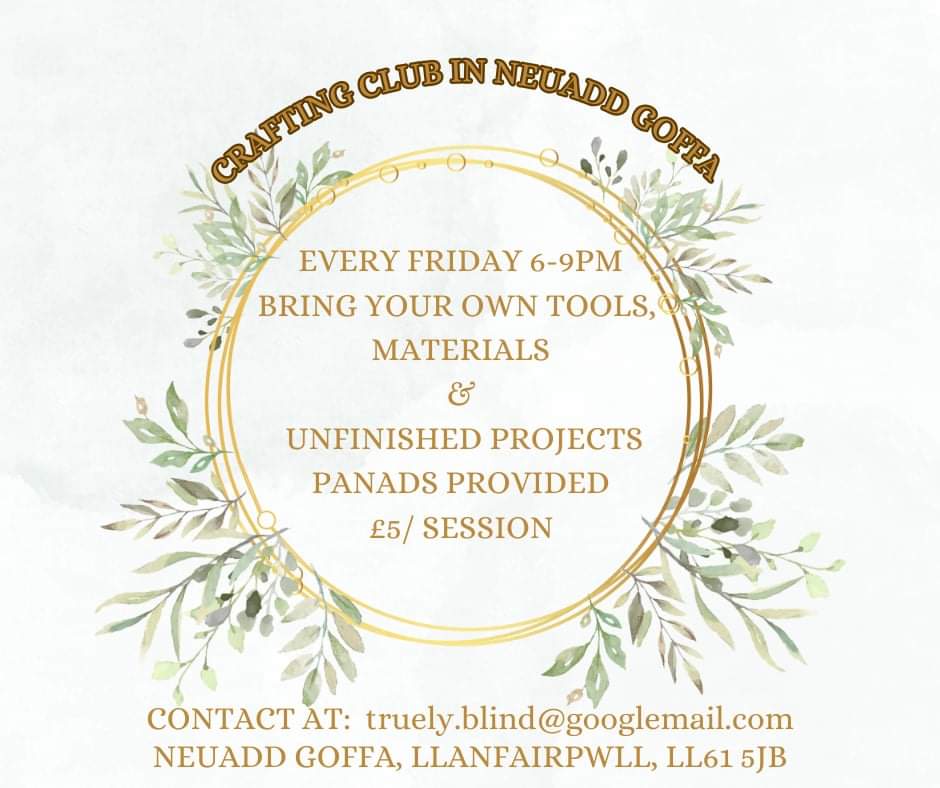 Anglesey people, are you looking to find a place to do your crafts amongst new friends?