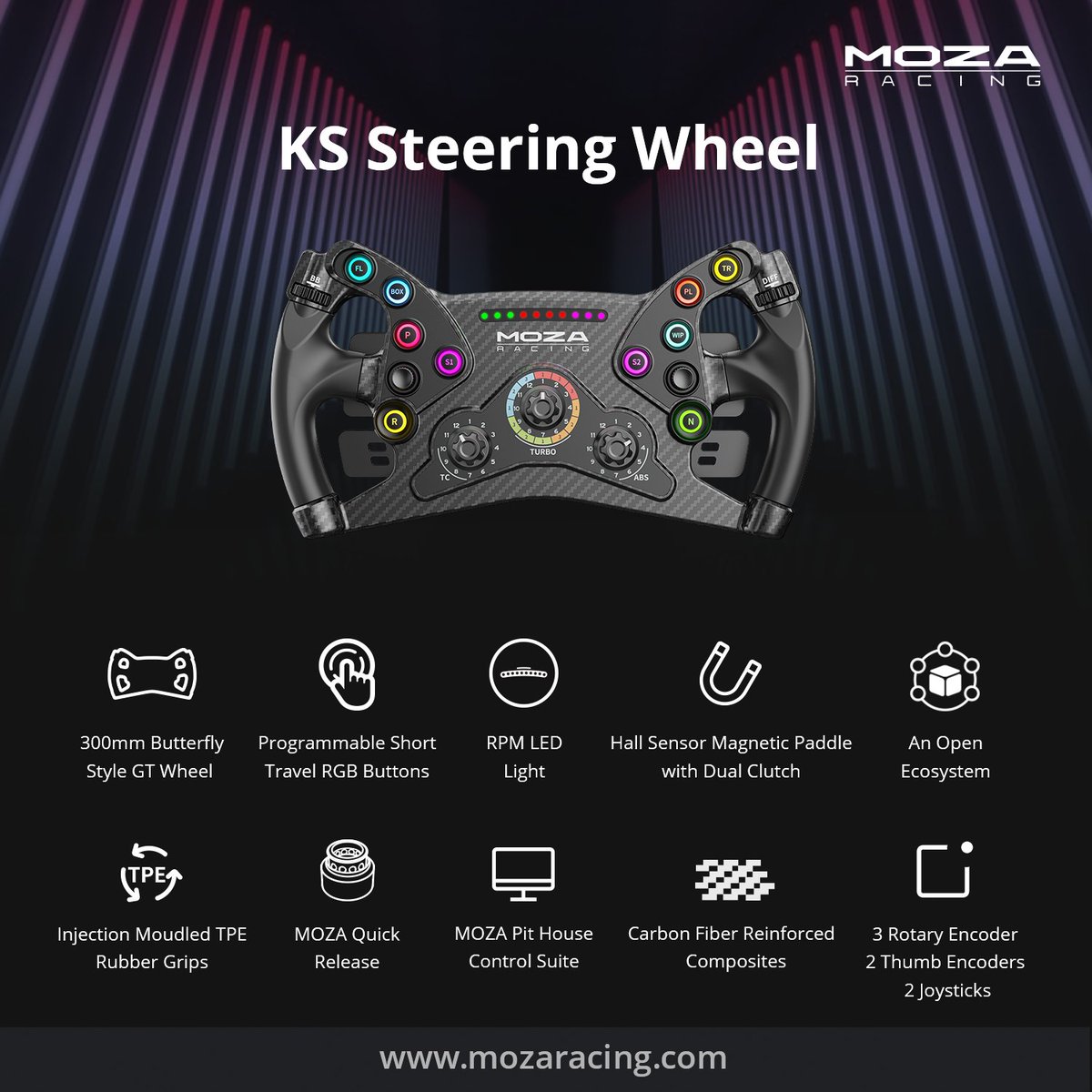 moza_racing's tweet photo. 📢 Price Drop Alert!

Our fan-favorite KS Steering Wheel is now just $𝟮𝟰𝟵! Designed for pure performance and packed with features, it’s the perfect upgrade for your setup. Don’t miss this incredible deal!

#moza #mozaracing #racing #simracing #mozaks #GTwheel #forcefeedback #directdrive #wheelbase #gaming #pcgaming
