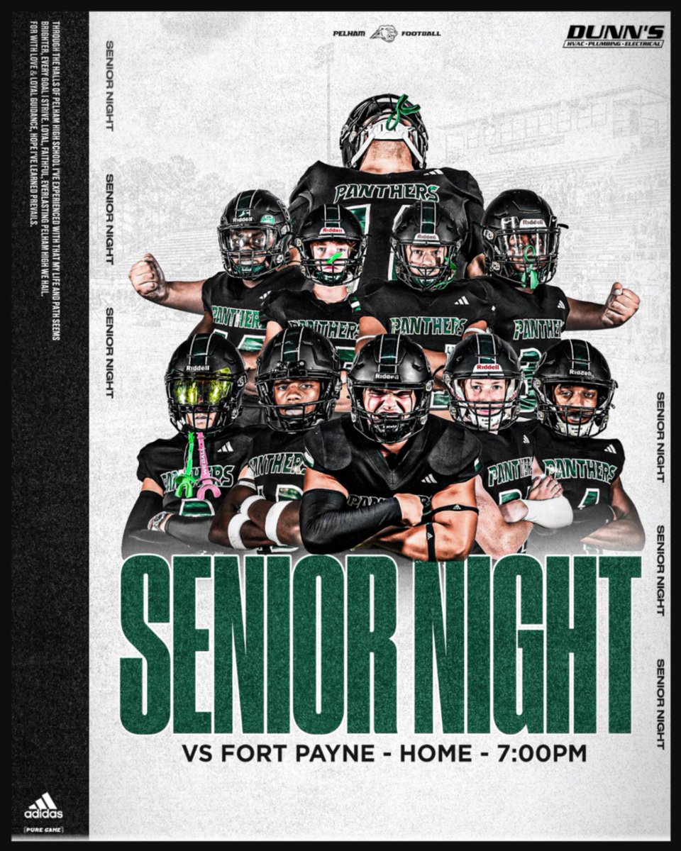GAMEDAY! 
SENIOR NIGHT!
6:25 PM
#ThePelhamWayFB

<a href="/ThePelhamWaySOC/">Pelham Panther Athletics Social Media</a>
<a href="/ThePelhamWayAD/">Trey Simpson</a>
@ThePelhamWayPRN
<a href="/PelhamSchools/">Pelham City Schools</a>