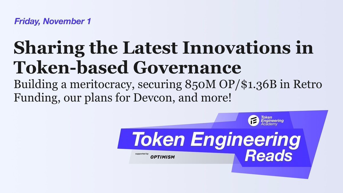 tokengineering's tweet image. Academia expertise ➕ crypto knowledge 🟰 the best foundation for addressing #web3&apos;s most pressing challenges.

Check out today’s #TokenEngineeringReads edition for the latest innovations in token-based governance, analytics, and mechanism design from TE Academy’s GovXS and…