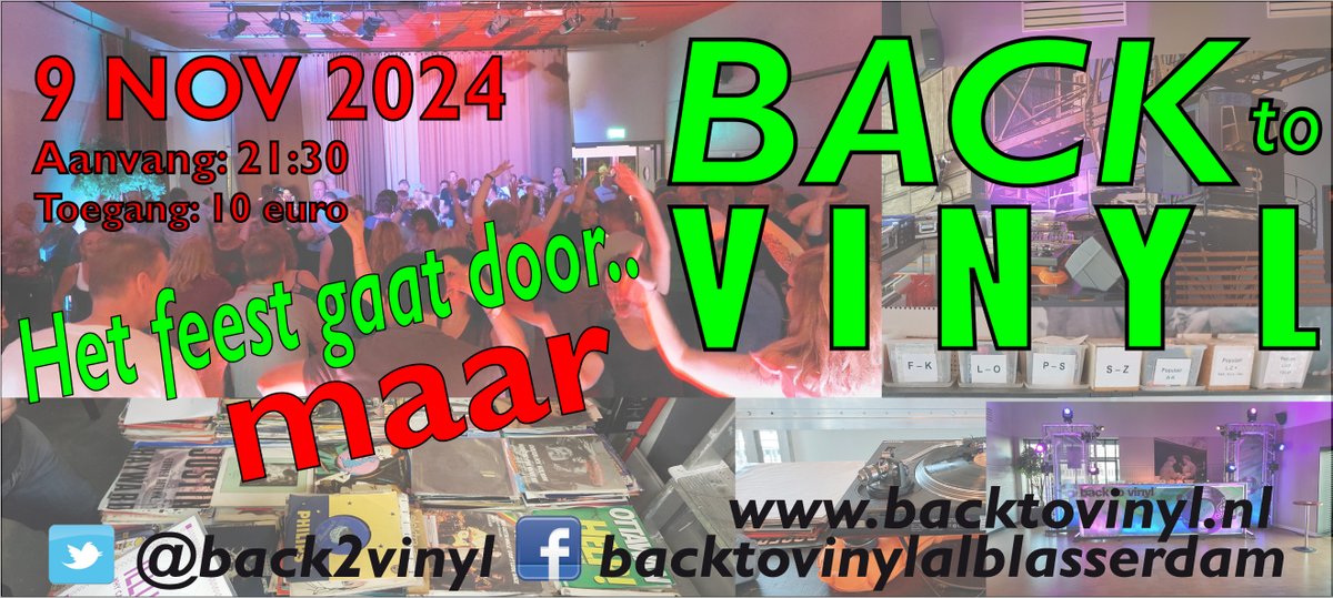 Back2Vinyl's tweet image. Teveel feestjes op 1 dag is niet goed voor de kaartverkoop. Dat hebben we gemerkt. Het feest Back to Vinyl gaat door, maar we beperken het dit keer tot 1 dj-booth met alle muziekstijlen. Tot volgende week!