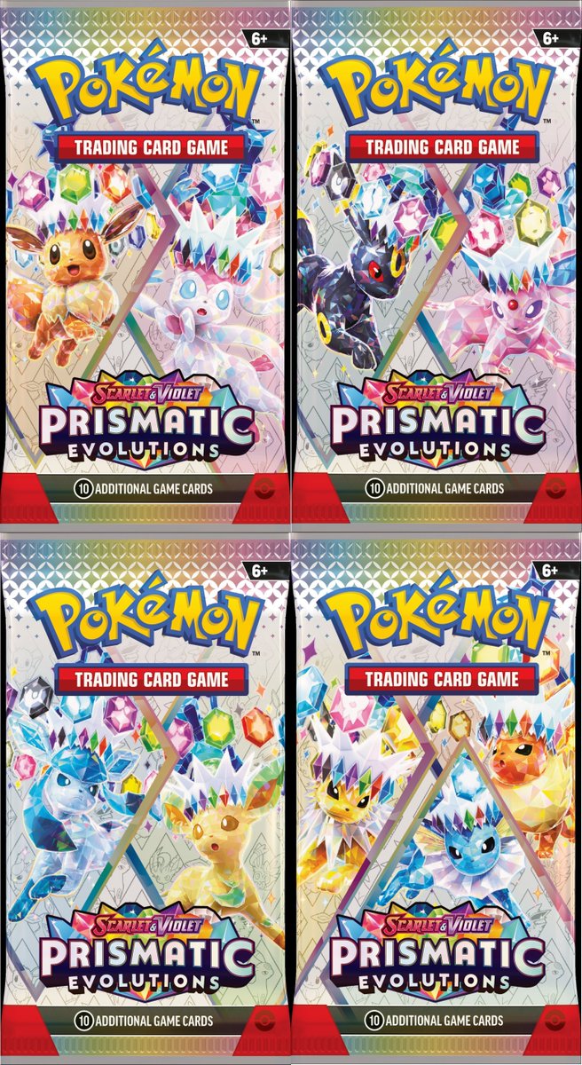 ポケカ海外情報】 「Prismatic Evolution」パッケージ各4種類 イラスト