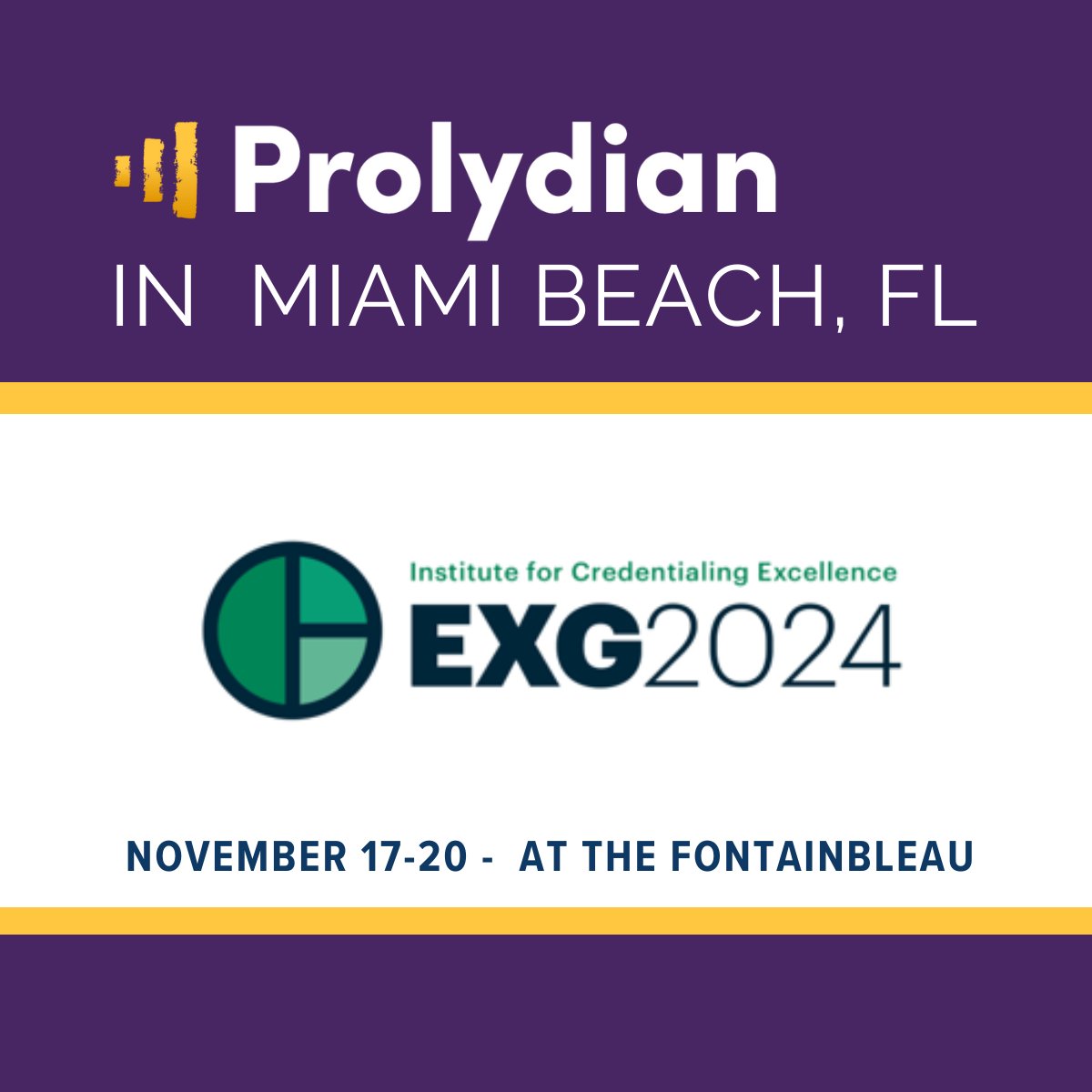 Prolydian's tweet photo. Prolydian is excited to exhibit at #ICEExchange24 in Miami Beach this November! Visit us at Booth 405 to explore how Prolydian can transform your certification program and credentialing process. #Credentialing #Certification #CredentialingExcellence https://t.co/E7lOB3AdyP