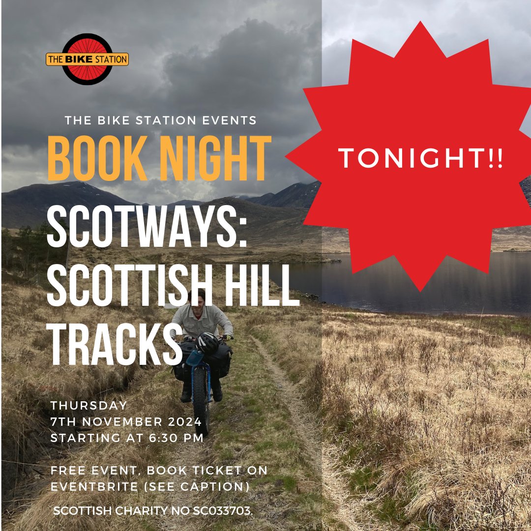 Tonight's the night!! We're so excited to welcome Tim Simons to speak about ScotWay's 6th edition of Scottish Hill Tracks.
If you've got a ticket, we'll be pleased to see you at 6:30pm this evening for the event.
#ScotWays #TheBikeStation #TheBikeStationEdinburgh #Charity