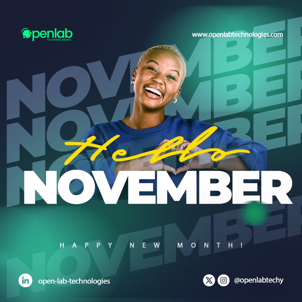 openlabtechy's tweet photo. Happy November! 

Looking forward to a month of innovation, collaboration, and growth.

Happy new month!

#november
#happynewmonth https://t.co/224dR4aAl4