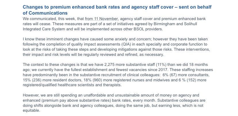 Andrew_Jordan_'s tweet photo. 🚨 UHB - further update 🚨

This is from the @uhbtrust Chief Medical Officer bulletin sent out today 👇🏻

There is no withdrawal of the imposed extra-contractual work rates 

This will lead to an escalation as @TheBMA cannot accept any employer breaking national agreements https://t.co/UA1TXy9sV7
