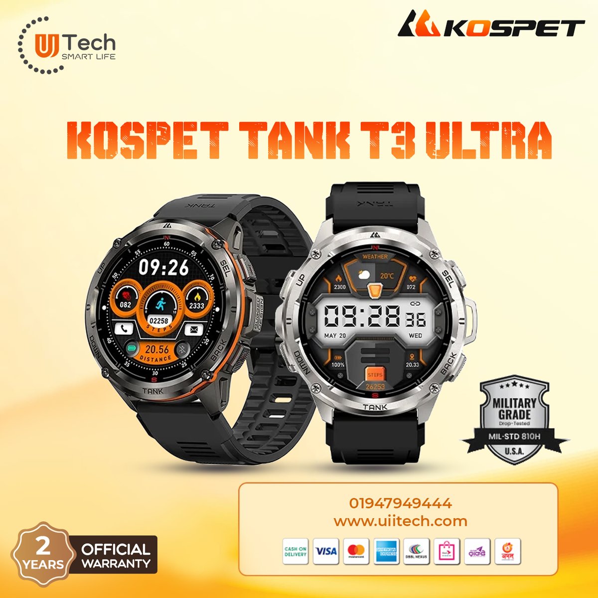 uiitech's tweet image. KOSPET TANK T3 Ultra Calling with GPS Smart watch
Order Link: uiitech.com/product/kospet…

✅24-Months official warranty
✅Enjoy Faster Delivery 

💳12 Months EMI Facility
☎️Call Us: 01947-949444
🌏 uiitech.com

#Kospet #TankM3 #TankM3Ultra #Kospetsmartwatch #Tank2