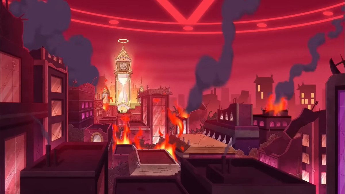 Luke52932147's tweet photo. Pointing out the fascinating detail of Imp City being so "ordinary" compared to Pentagram City.
The capital of Hell is where most of all Sinners reside, centering the power of Overlords and allowing constant turf wars.
#HelluvaBoss #HazbinHotel #PentagramCity #ImpCity #Hellaverse https://t.co/G18Cic6vI9