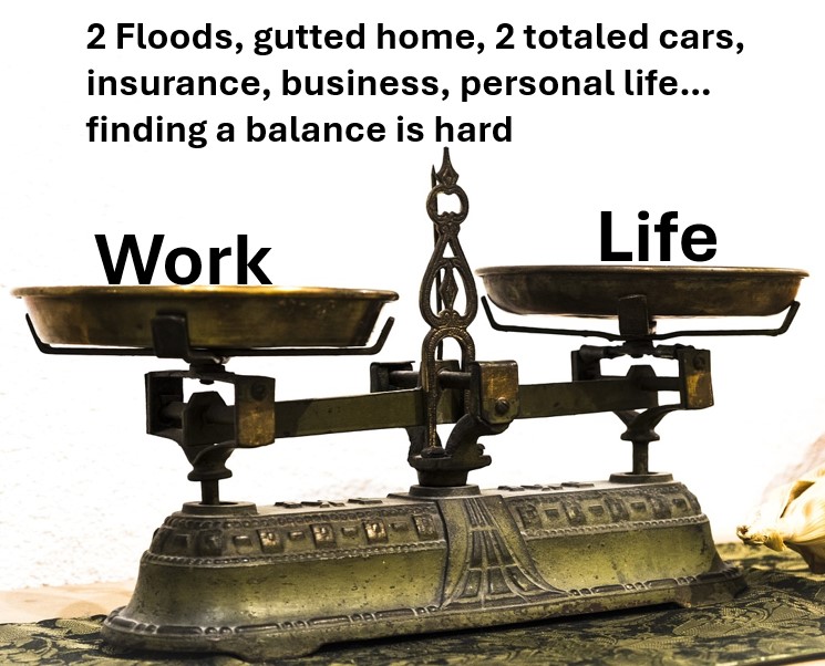 Life can throw us unexpected curveballs- 2 hurricanes, 2 totaled cars, home gutted, complexities of flood, homeowner's, &amp; car insurance, running my business tackling life's tasks 24 hrs a day not enough . Did I forget to mention I have MS