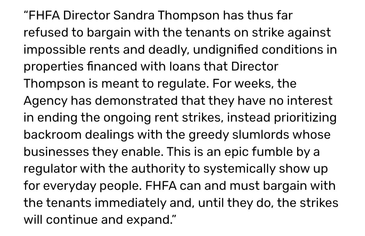 TUF’s statement on the current state of the strikes and FHFA’s negligence.