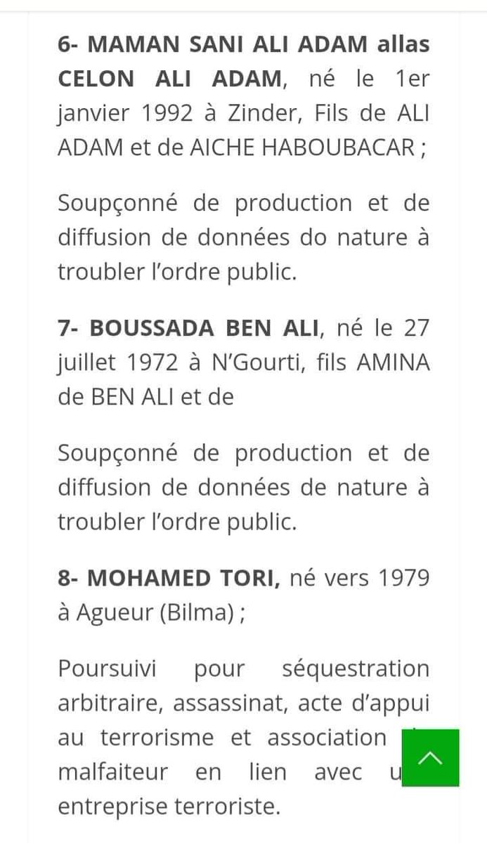 aboubacarybarma's tweet photo. #Niger #Insécurité
#LutteContreLeTerrorisme: 10 proches de #Bazoum encore fiches comme terroristes
...
Nouvelle #inscription de dix (10) personnes physiques au #Fichier de personnes, groupe de personnes ou entités impliqués dans des actes #terroristes (#FPGE). https://t.co/FO2fw2rUlE