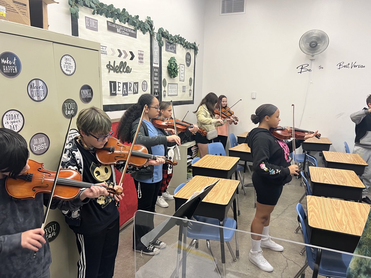 Madisonpcsd's tweet photo. Mrs. Poole’s orchestra playing ‘Happy Birthday’ to staff member Linda Kennison https://t.co/KqETCkEM1K